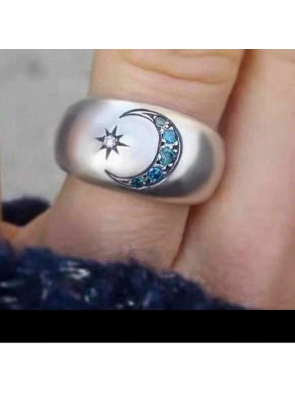 New silver plated moon ring